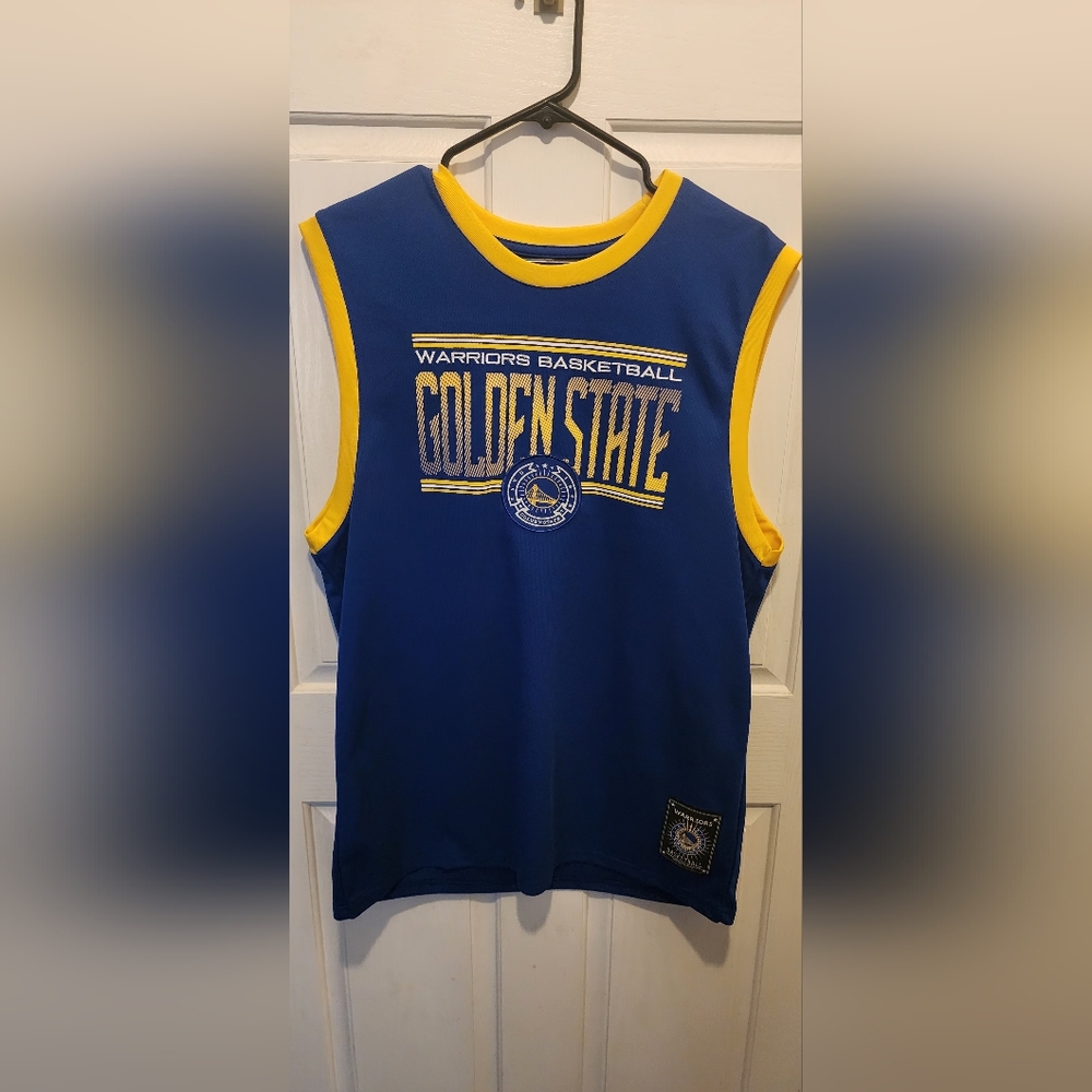 NBA Golden State Warriors Curry #30 Blue and Yellow Basketball Jersey Size Large